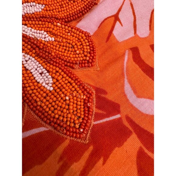 Soft Surroundings Med Tropical Palm Beaded Tunic Top Del Rio Orange resortwear - Picture 7 of 11